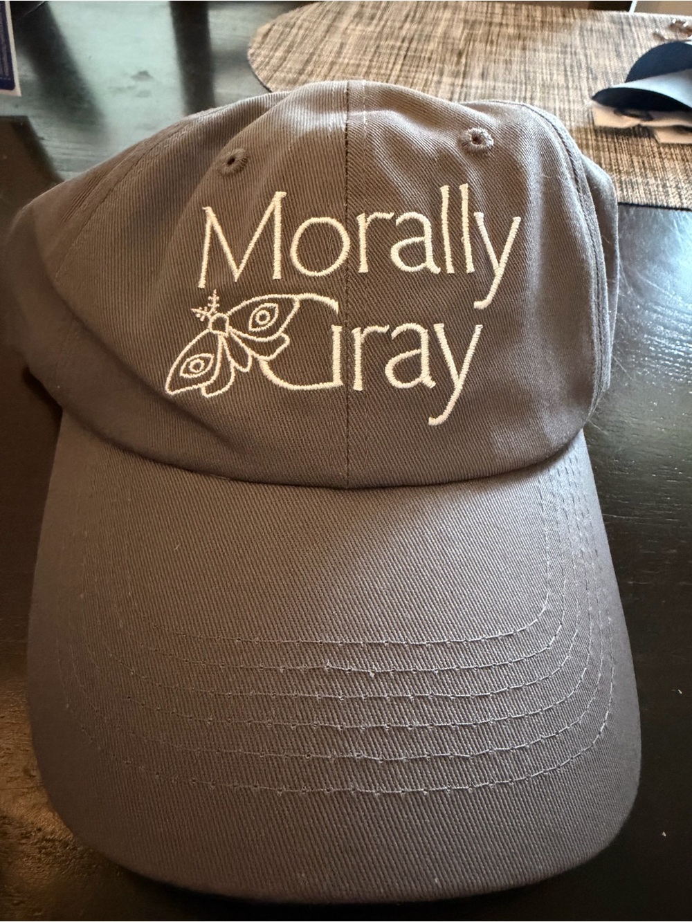 Morally Gray Embroidered Baseball Cap - Gray